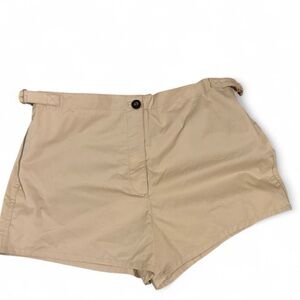 ZARA Women XL Tan Chino Shorts Adjustable Waist Pockets NWT Summer Casual